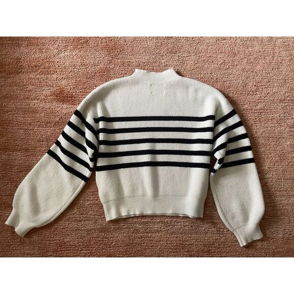 Zara Kids Striped Sweater Size 11 12 Years 152 White Black Knit Long Sleeve - Picture 7 of 7